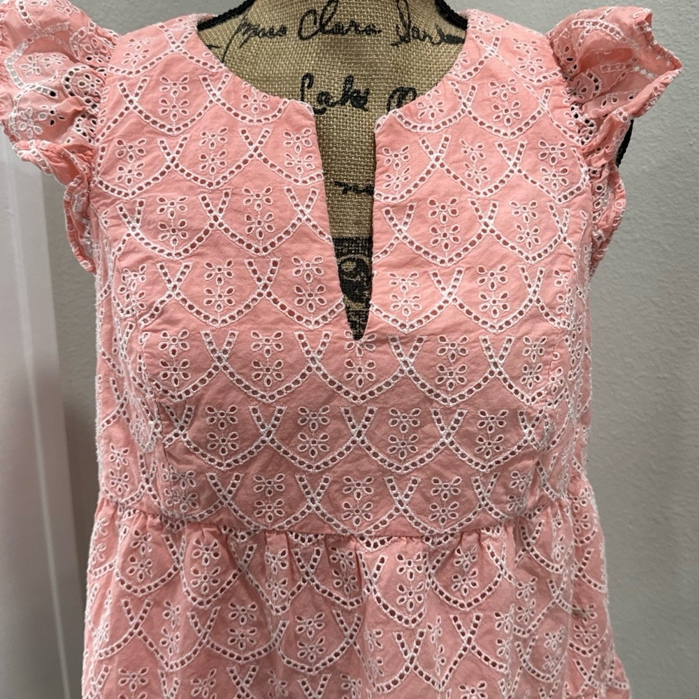 Lilly Pulitzer Keila Embroidered Eyelet Top in Peach Hyacinth Floral Size 12 - Picture 6 of 13